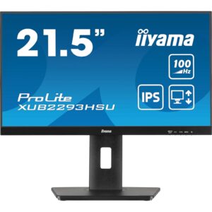 iiyama PROLITE XUB2293HSU-B6 22 inch IPS Monitor, Full HD, 1ms, HDMI, DisplayPort, USB Hub, Freesync, 100Hz, Speakers, Black, Internal PSU, VESA, Height Adjustable, Pivot - Image 3