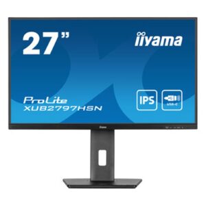 iiyama ProLite XUB2797HSN-B1 27 Inch Full HD IPS Monitor, Matte Black, USB-C Dock, RJ45, 100 Hz, 1x HDMI, 1x DisplayPort, 4x USB Hub, Speakers, Height Adjust, Pivot, VESA - Image 3