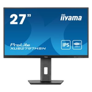 iiyama ProLite XUB2797HSN-B1 27 Inch Full HD IPS Monitor, Matte Black, USB-C Dock, RJ45, 100 Hz, 1x HDMI, 1x DisplayPort, 4x USB Hub, Speakers, Height Adjust, Pivot, VESA - Image 2