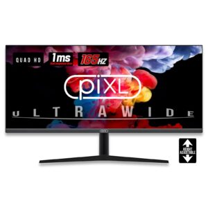 piXL 34-inch UWQHD UltraWide 165Hz Gaming Monitor with 100% sRGB Colour Gamut, Quad HD 3440 x 1440 IPS Panel & 1ms Response Time, 3 Year Warranty & Speakers - Image 3