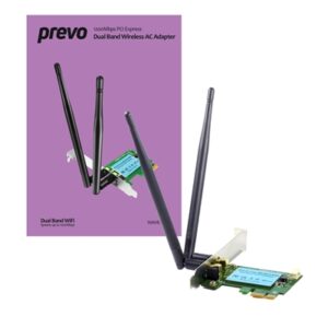 Prevo 1200mbps AC1200 PCI-Express Dual Band Wireless AC Adapter with Detachable Antennas and Additional Low Profile Bracket - Image 2