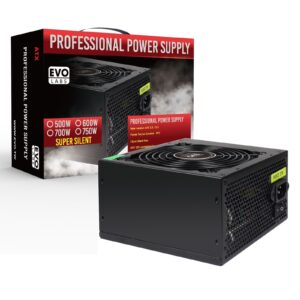 EVO LABS BR750-12BL 750W PSU,120mm Black Silent Fan with Improved Ventilation, Non Modular, High-Efficiency, PFC Certified, CE Compliant, Retail Packaged - Image 3