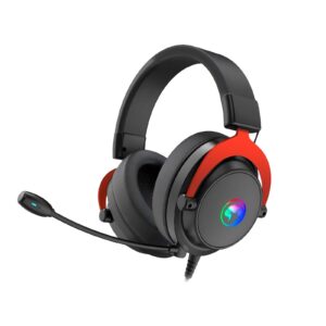 Marvo Scorpion HG9067 7.1 Virtual Surround Sound RGB Gaming Headset, Flexible Omnidirectional Microphone, 50mm Audio Drivers, USB Connection, Black and Red - Image 3