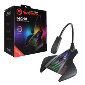 Marvo Scorpion MIC-01 RGB Gaming Microphone, USB Powered For PC or Laptop, Cool RGB Rainbow Lighting, Flexible Mic Boom-Arm, Sturdy Base, Black - Image 3