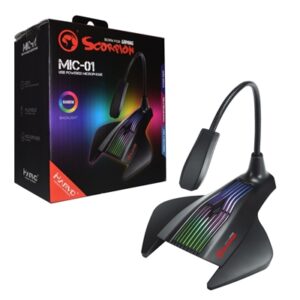 Marvo Scorpion MIC-01 RGB Gaming Microphone, USB Powered For PC or Laptop, Cool RGB Rainbow Lighting, Flexible Mic Boom-Arm, Sturdy Base, Black - Image 2