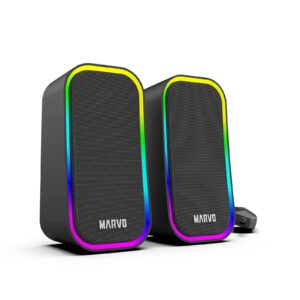 Marvo Scorpion SG-285 Havoc 20 Gaming Speakers, Stereo Sound, 3.5mm and USB Connection, 5 RGB Lighting Modes, 6w, Black - Image 3