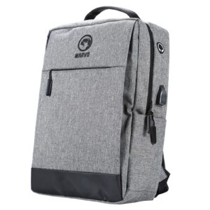 Marvo Laptop 15.6 inch Backpack with USB Charging Port, Waterproof Durable Fabric, Max Load 20kg, Grey with Black Detail - Image 3