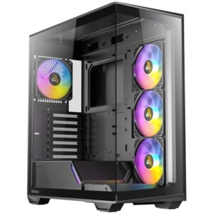 ANTEC Constellation C3 Black ARGB Case, 270' Full-View Tempered Glass, Dual Chamber, Tool-Free Design, 4 x ARGB PWM Fns With Built-In Fan Controller, ATX, Micro-ATX, ITX - Image 2