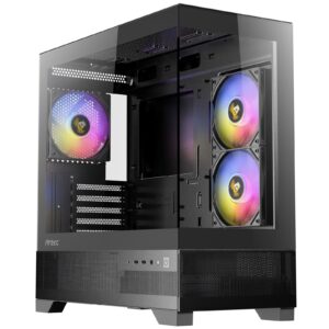 ANTEC CX500M Micro Tower Gaming Case, Black, 2  x USB 3.0 / 1 x USB Type-C, Tempered Glass Side Panel, Micro-ATX/ITX - Image 3