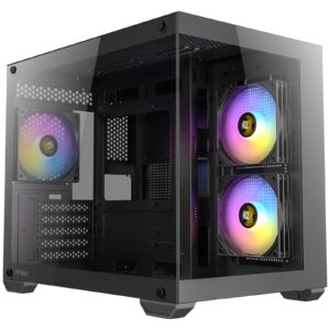 Antec CX600M ARGB Mini-Tower PC Gaming Case, 270 Full-View Tempered Glass, 3x 120mm ARGB LED Fans, USB 3.0, Dust Filters, Tool-Free Installation, Black - Image 3