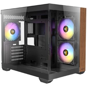 ANTEC CX600M Mini Tower Gaming Case, Black, 270 Full-View Tempered Glass with Exotic Wood, Up to 9 x 120 mm RGB Fans, 1 x USB 3.0 / 1 x USB Type-C, Micro ATX, ITX - Image 3