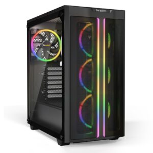 be quiet! Pure Base 500 FX Case, Black, Mid Tower, 1 x USB 3.2 Gen 1 Type-A / 1 x USB 3.2 Gen 2 Type-C, Tempered Glass Side Window Panels, 4 x Light Wings Addressable RGB PWM Fans Included, ARGB LED Lighting Front Mesh Panel - Image 3