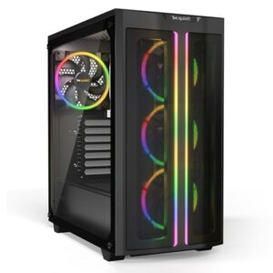 be quiet! Pure Base 500 FX Case, Black, Mid Tower, 1 x USB 3.2 Gen 1 Type-A / 1 x USB 3.2 Gen 2 Type-C, Tempered Glass Side Window Panels, 4 x Light Wings Addressable RGB PWM Fans Included, ARGB LED Lighting Front Mesh Panel - Image 2