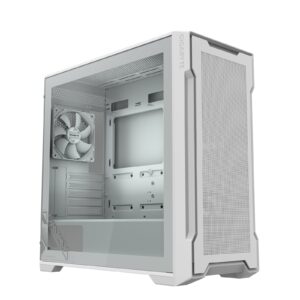 Gigabyte C102 GLASS ICE Mid-Tower Case, White, Tempered Glass Side Panel, USB 3.0 x2, 360mm Liquid Cooling Support, Pre-installed 120mm Fans, RGB Lighting Support, Magnetic Front Panel, PSU Shroud - Image 3