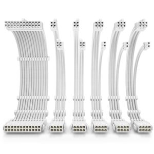 Antec White PSU Extension Cable Kit - 6 Pack (1x 24 Pin, 2x 4+4 Pin, 3x 6+2 Pin) - Image 2