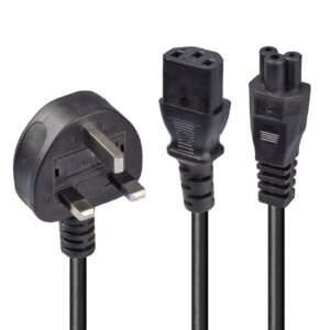 Lindy 30374 2.5m UK 3 Pin Plug To IEC C13 (Kettle) & IEC C5 (Clover) 10 Amp Mains Splitter Extension Cable - Black - Image 3