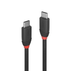 LINDY 36906 Black Line USB Cable, USB 3.2 Type-C (M) to USB 3.2 Type-C (M), 1m, Black & Red, SuperSpeed USB Supports Data Transfer Speeds up to 20Gbps, Robust PVC Housing, Nickel Connectors & Gold Plated Contacts, Retail Polybag Packaging - Image 2