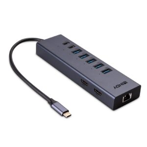 LINDY 43373 DST-Mini Duo, USB-C Laptop Mini Docking Station 2x 4K HDMI, Dark Grey - Image 3