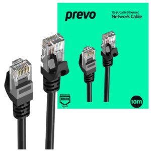 Prevo CAT6-BLK-10M Network Cable, RJ45 (M) to RJ45 (M), CAT6, 10m, Black, Oxygen Free Copper Core, Sturdy PVC Outer Sleeve & Clip Protector, Retail Box Packaging - Image 3