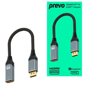 Prevo DPM-HDMIF-ADA Display Converter Adapter, DisplayPort (M) to HDMI (F), 0.2m, Black & Silver, DisplayPort 1.4 & HDMI 2.0, Supports up to 4K@60Hz, Braided Cable, Retail Box Packaging - Image 3