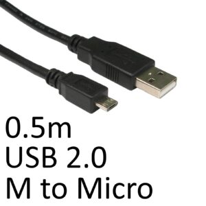 USB 2.0 A (M) to USB 2.0 Micro B (M) 0.5m Black OEM Data Cable - Image 3