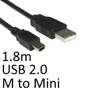 USB 2.0 A (M) to USB 2.0 Mini B (M) 1.8m Black OEM Data Cable - Image 3