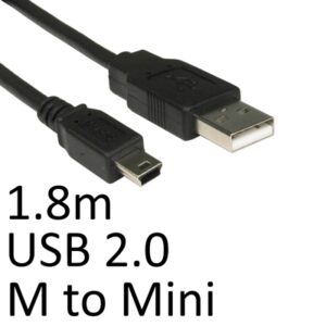 USB 2.0 A (M) to USB 2.0 Mini B (M) 1.8m Black OEM Data Cable - Image 2