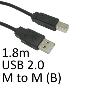 USB 2.0 A (M) to USB 2.0 B (M) 1.8m Black OEM Printer/Scanner Data Cable - Image 3