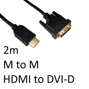 HDMI 1.4 (M) to DVI-D (M) 2m Black OEM Display Cable - Image 3