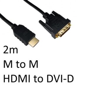 HDMI 1.4 (M) to DVI-D (M) 2m Black OEM Display Cable - Image 2