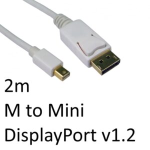 DisplayPort 1.2 (M) to Mini DisplayPort 1.2 (M) 2m White OEM Display Cable - Image 2