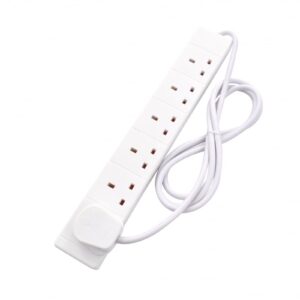 2m 6 Gang UK Mains Extension - White - Image 3