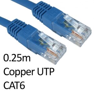 RJ45 (M) to RJ45 (M) CAT6 0.25m Blue OEM Moulded Boot Copper UTP Network Cable - Image 3