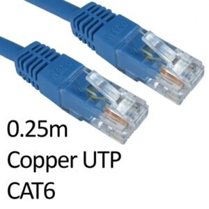 RJ45 (M) to RJ45 (M) CAT6 0.25m Blue OEM Moulded Boot Copper UTP Network Cable - Image 2