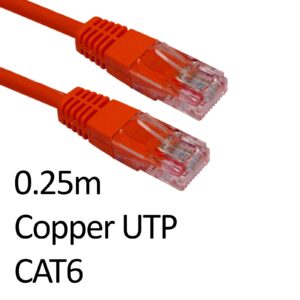 RJ45 (M) to RJ45 (M) CAT6 0.25m Red OEM Moulded Boot Copper UTP Network Cable - Image 3