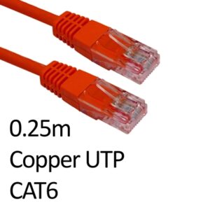 RJ45 (M) to RJ45 (M) CAT6 0.25m Red OEM Moulded Boot Copper UTP Network Cable - Image 2