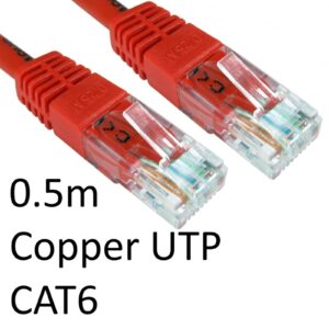 RJ45 (M) to RJ45 (M) CAT6 0.5m Red OEM Moulded Boot Copper UTP Network Cable - Image 3