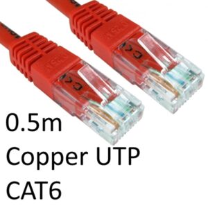 RJ45 (M) to RJ45 (M) CAT6 0.5m Red OEM Moulded Boot Copper UTP Network Cable - Image 2