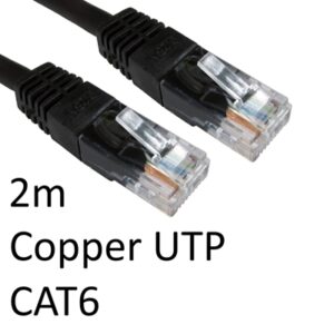 RJ45 (M) to RJ45 (M) CAT6 2m Black OEM Moulded Boot Copper UTP Network Cable - Image 2