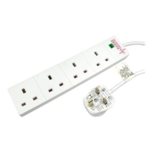 5m 4 Gang Surge Protected LED Indicator UK Mains Extension - White - Image 3