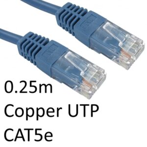 RJ45 (M) to RJ45 (M) CAT5e 0.25m Blue OEM Moulded Boot Copper UTP Network Cable - Image 2