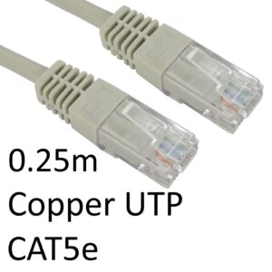 RJ45 (M) to RJ45 (M) CAT5e 0.25m Grey OEM Moulded Boot Copper UTP Network Cable - Image 3