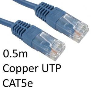 RJ45 (M) to RJ45 (M) CAT5e 0.5m Blue OEM Moulded Boot Copper UTP Network Cable - Image 3