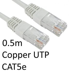 RJ45 (M) to RJ45 (M) CAT5e 0.5m White OEM Moulded Boot Copper UTP Network Cable - Image 3