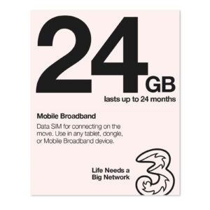 Three 3G 4G & 5G-Ready 24GB Prepaid Mobile Broadband Trio SIM Card - Image 3