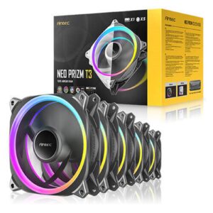 Antec Neo Prizm T3 120 ARGB PWM Case Fan (3-Pack) - Hydro Bearing, 600-2000 RPM, Black - Image 3