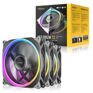 Antec Neo Prizm T3 140 ARGB PWM Case Fan, 3 Pack, Hydro Bearing, 600-1500 RPM, Black - Image 2