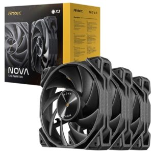 Antec NOVA 120 PWM Fan, 3 Pack, High-Performance Cooling with Fluid Dynamic Bearing, Precise Three-Phase Speed Control, Industrial-Grade Metal Construction, and Dustproof Design - Image 2