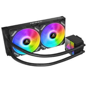 ANTEC Symphony 240 AiO Liquid CPU Cooler, Universal Socket, 240mm Radiator, PWM 1600RPM Cooling Fans, Addressable RGB LED Lighting with Chromatic ARGB Lighting Pump Head - Image 3