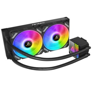 ANTEC Symphony 240 AiO Liquid CPU Cooler, Universal Socket, 240mm Radiator, PWM 1600RPM Cooling Fans, Addressable RGB LED Lighting with Chromatic ARGB Lighting Pump Head - Image 2